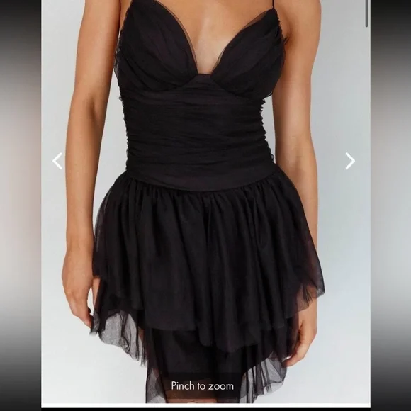 selfie leslie black mini dress Statement Strapless String Tie Mini Dress Black